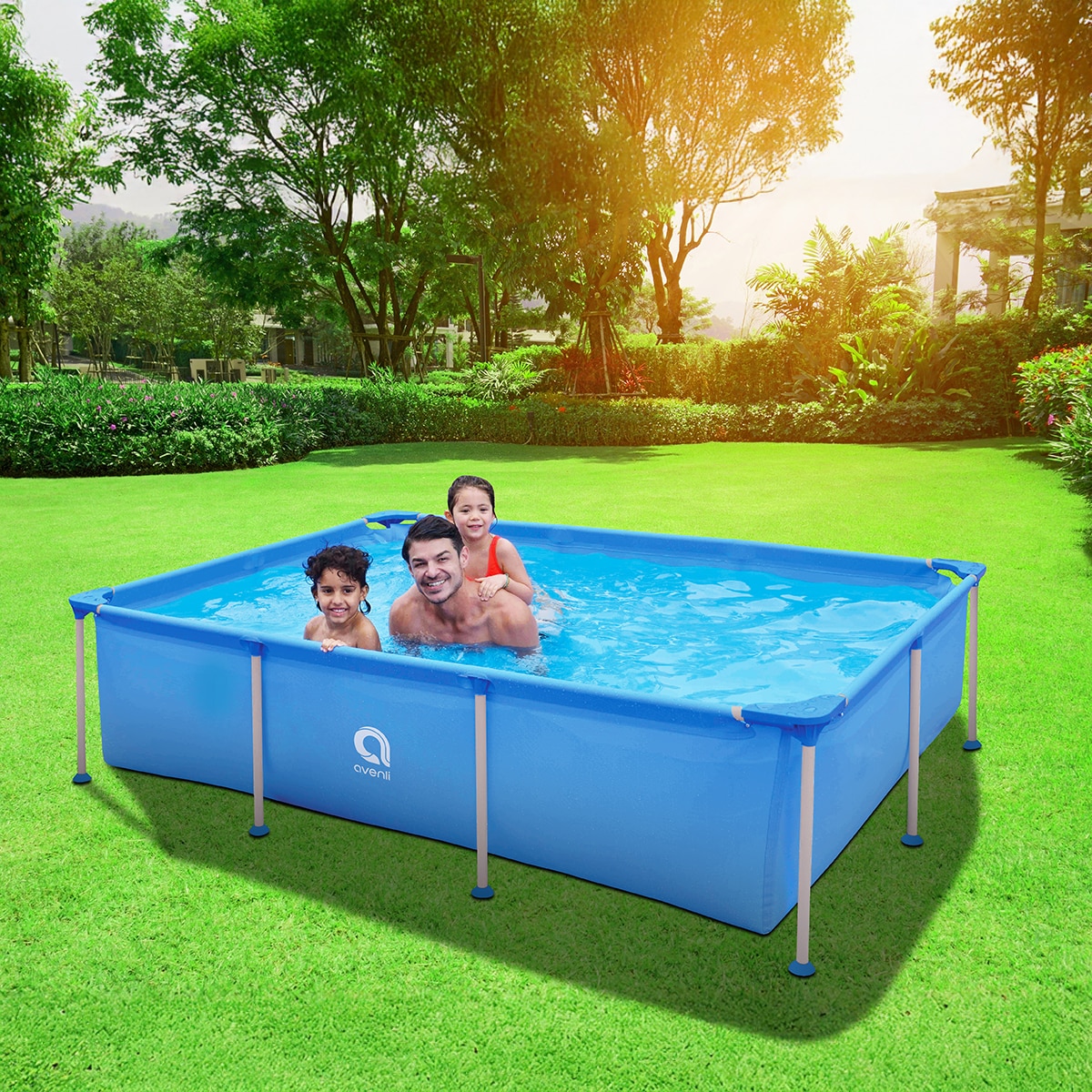Piscina desmontable Avenli rectangular de 258cm x 179cm x 66cm depuradora. Capacidad 2612 L. Azul-7