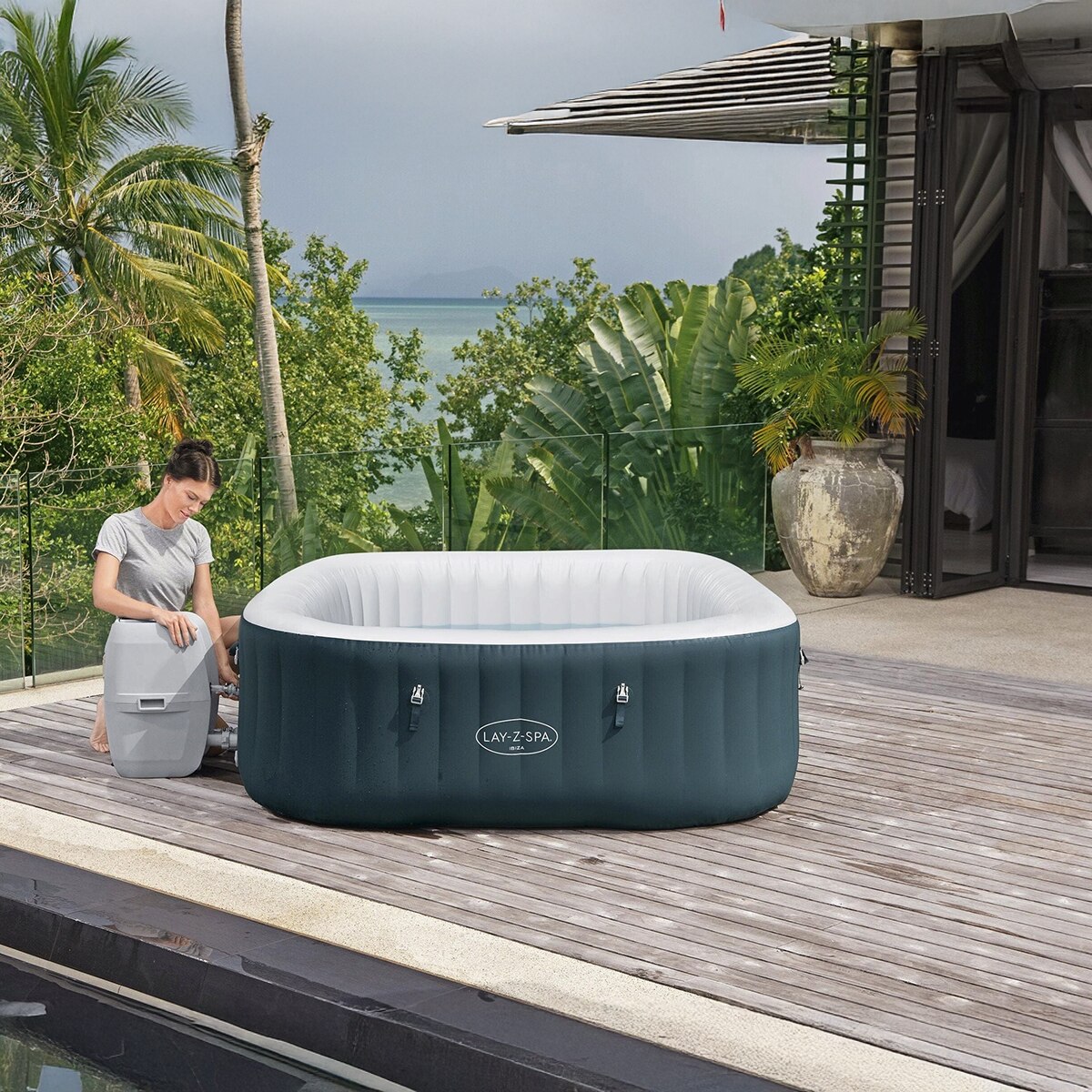 Banheira de Hidromassagem Insuflável Ibiza Energy-Efficient AirJe para 4-6 Pessoas Azul-10