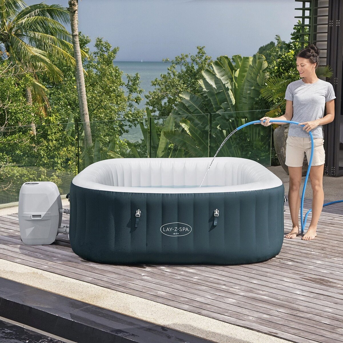 Banheira de Hidromassagem Insuflável Ibiza Energy-Efficient AirJe para 4-6 Pessoas Azul-12