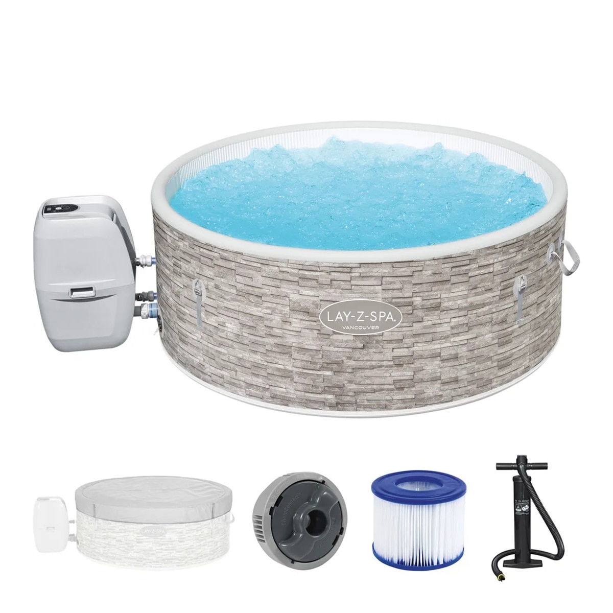 Spa de Hidromassagem Insuflável Vancouver AirJet com Controlo por Aplicação, para 3 a 5 Pessoas Cinzento-2