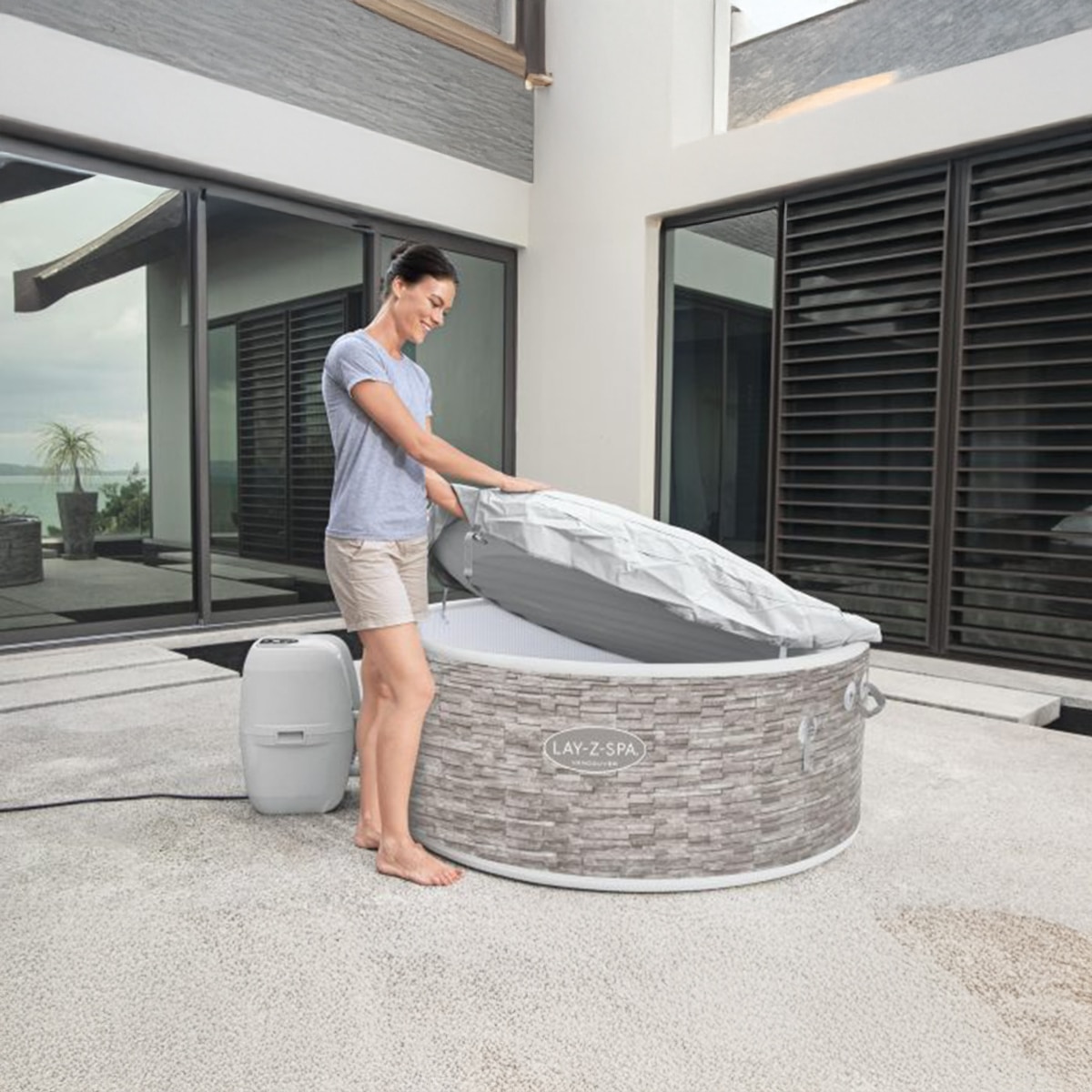Spa de Hidromassagem Insuflável Vancouver AirJet com Controlo por Aplicação, para 3 a 5 Pessoas Cinzento-8