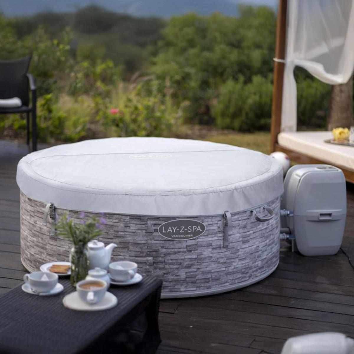 Spa de Hidromassagem Insuflável Vancouver AirJet com Controlo por Aplicação, para 3 a 5 Pessoas Cinzento-9