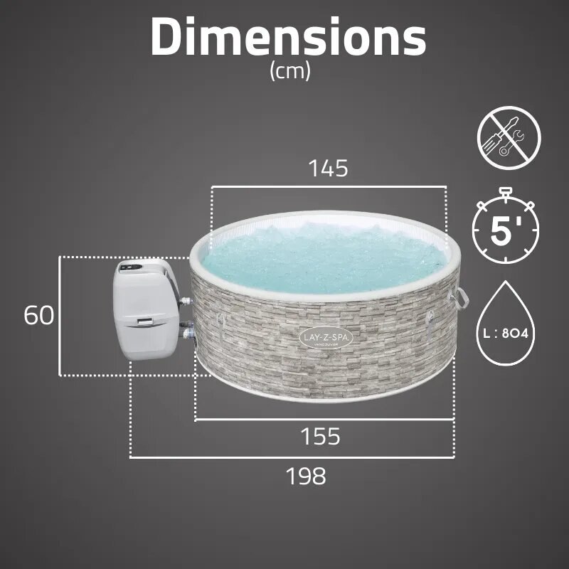 Spa de Hidromassagem Insuflável Vancouver AirJet com Controlo por Aplicação, para 3 a 5 Pessoas Cinzento-11