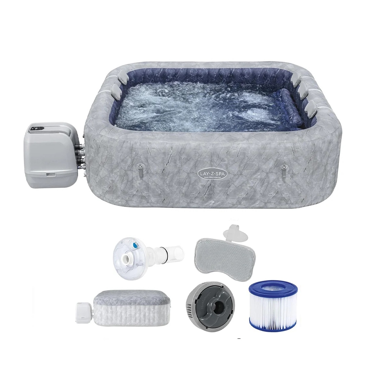 Banheira de Hidromassagem Insuflável para 5-7 Pessoas San Francisco com Controlo Através de uma Aplicação Móvel, Cinzento-2
