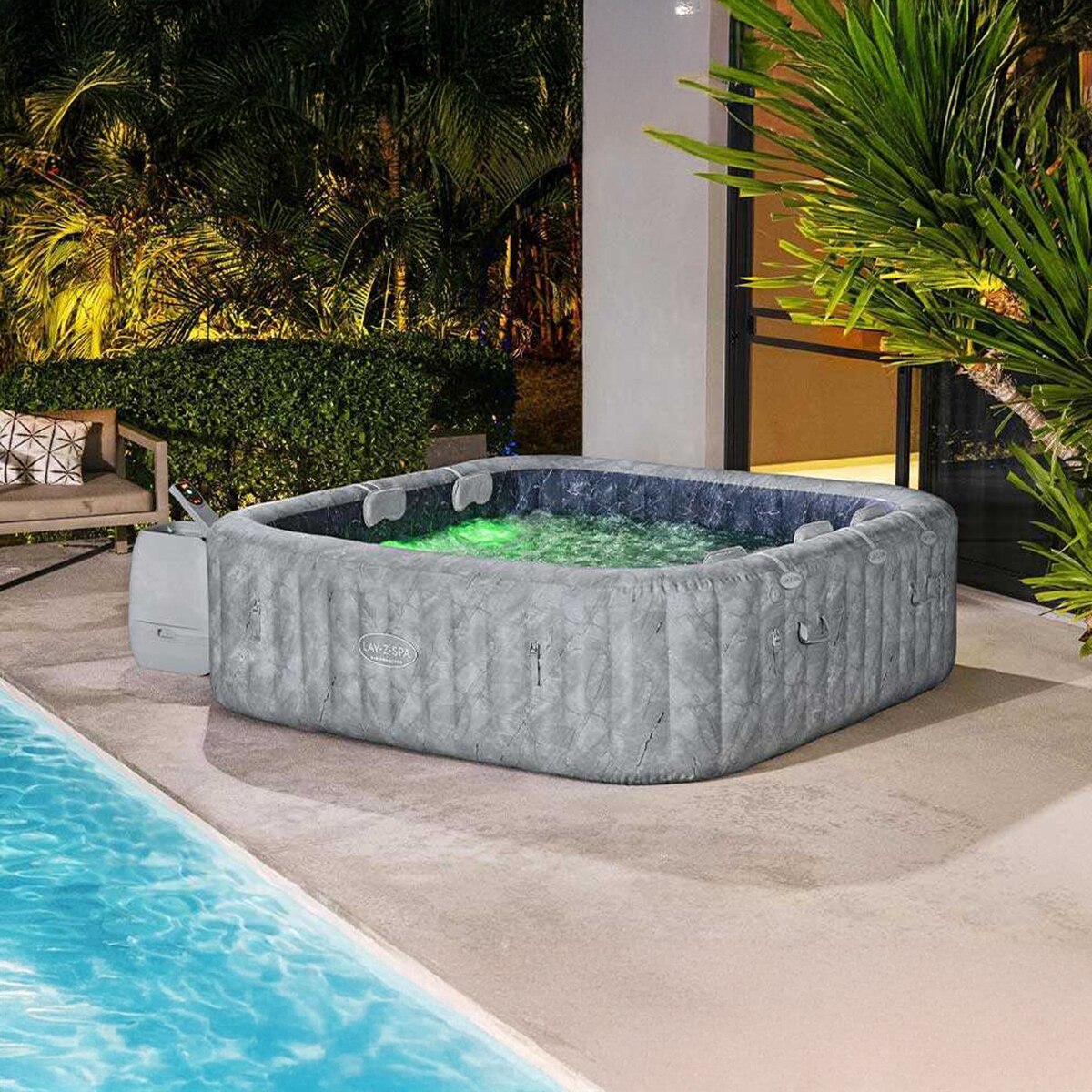 Banheira de Hidromassagem Insuflável para 5-7 Pessoas San Francisco com Controlo Através de uma Aplicação Móvel, Cinzento-6