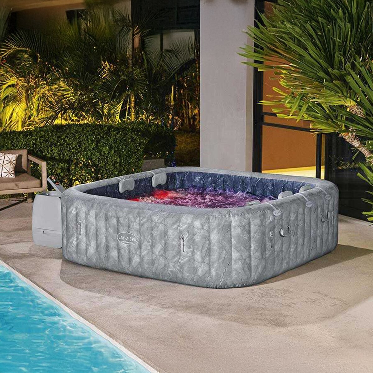 Banheira de Hidromassagem Insuflável para 5-7 Pessoas San Francisco com Controlo Através de uma Aplicação Móvel, Cinzento-7