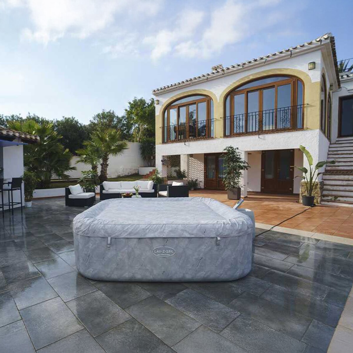 Banheira de Hidromassagem Insuflável para 5-7 Pessoas San Francisco com Controlo Através de uma Aplicação Móvel, Cinzento-9