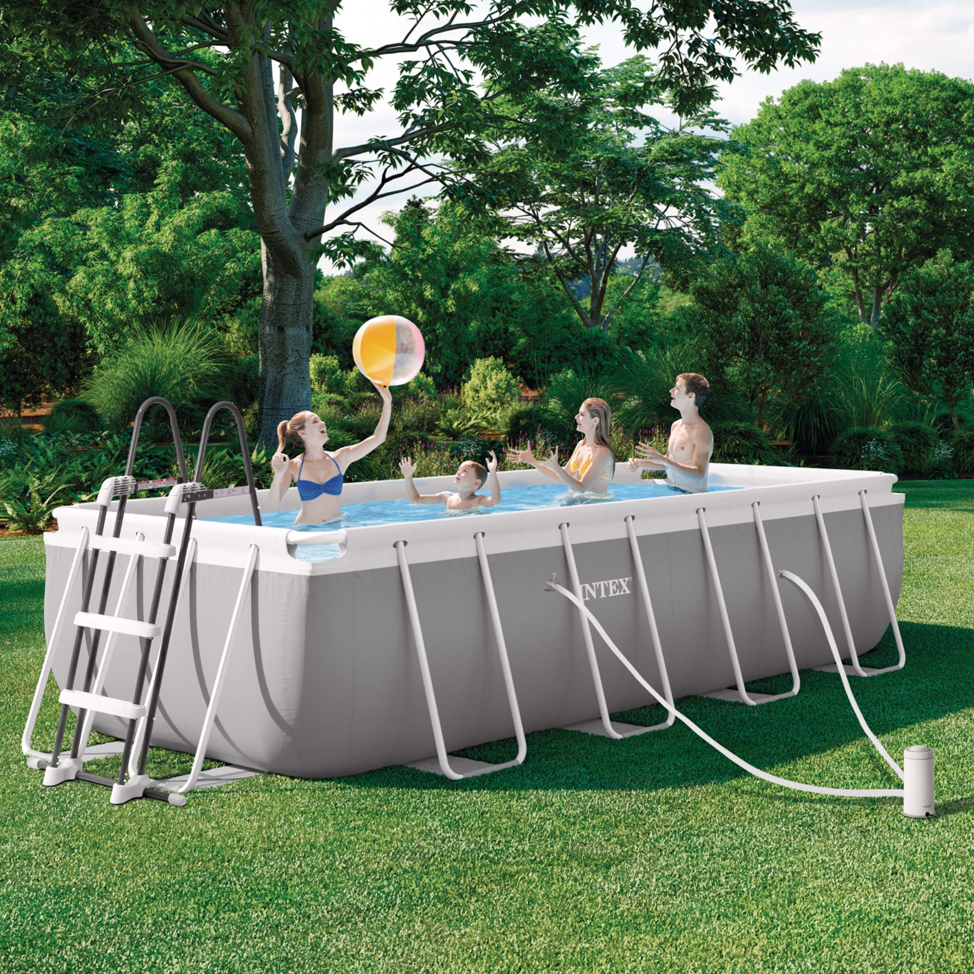 Piscina tubular Intex  400 x 200 x100 cm Gris-2