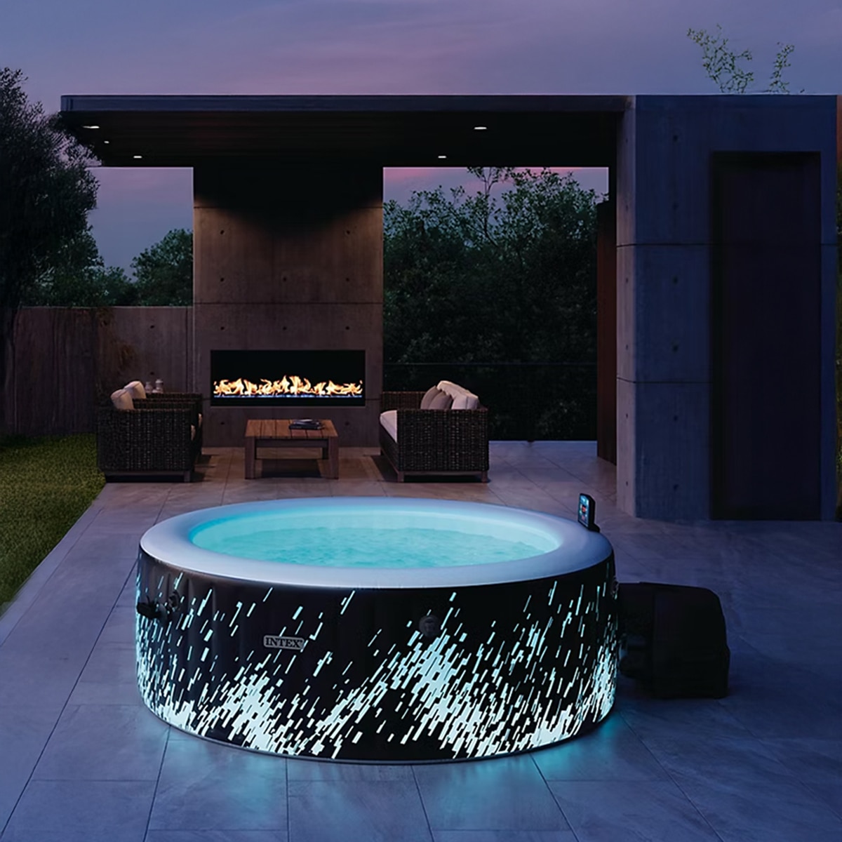 Spa hinchable Intex  196 x 71 cm  GLOW Negro-4
