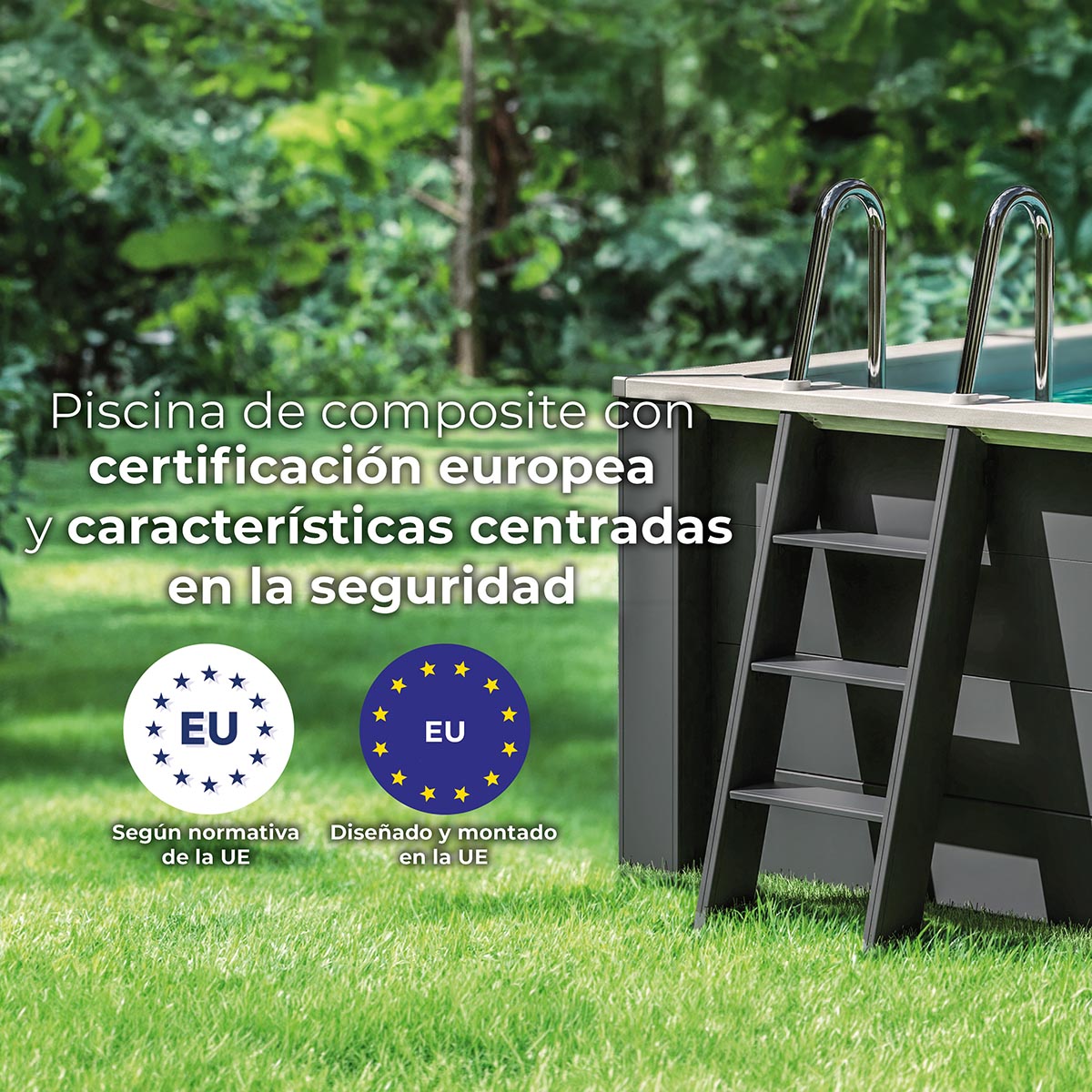 Piscina composite rectangular  606 x 326 x 124 cm Antracita-9