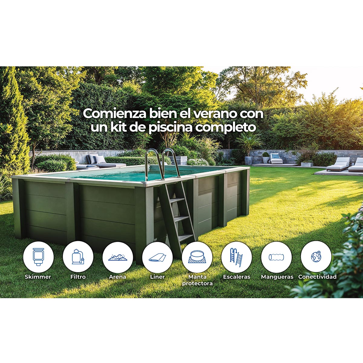Piscina composite rectangular  606 x 326 x 124 cm Antracita-10