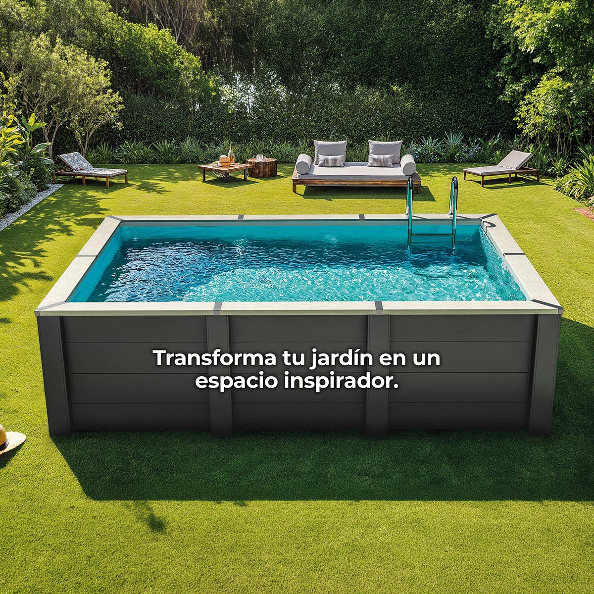 Piscina composite rectangular  606 x 326 x 124 cm Antracita-12