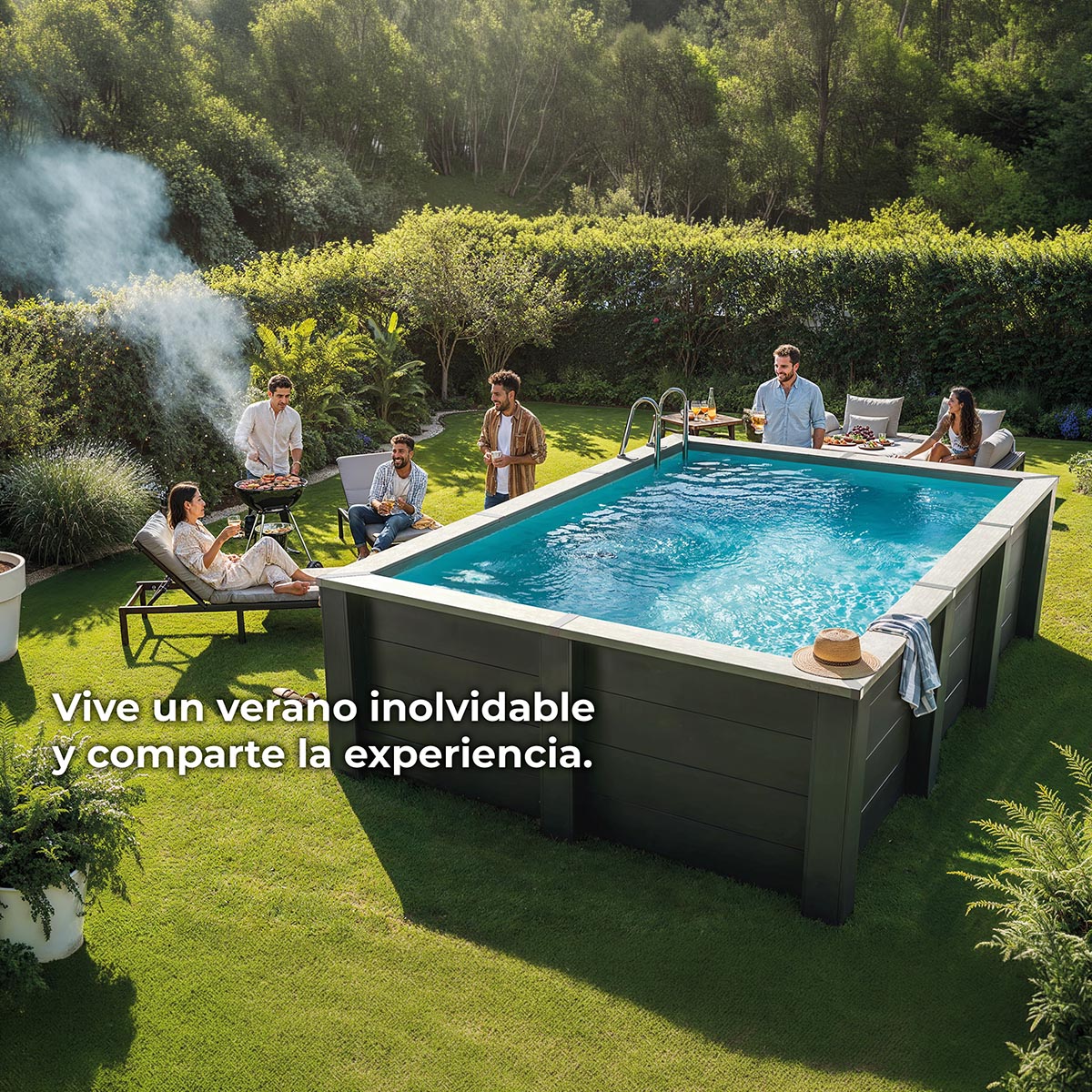 Piscina composite rectangular  606 x 326 x 124 cm Antracita-13