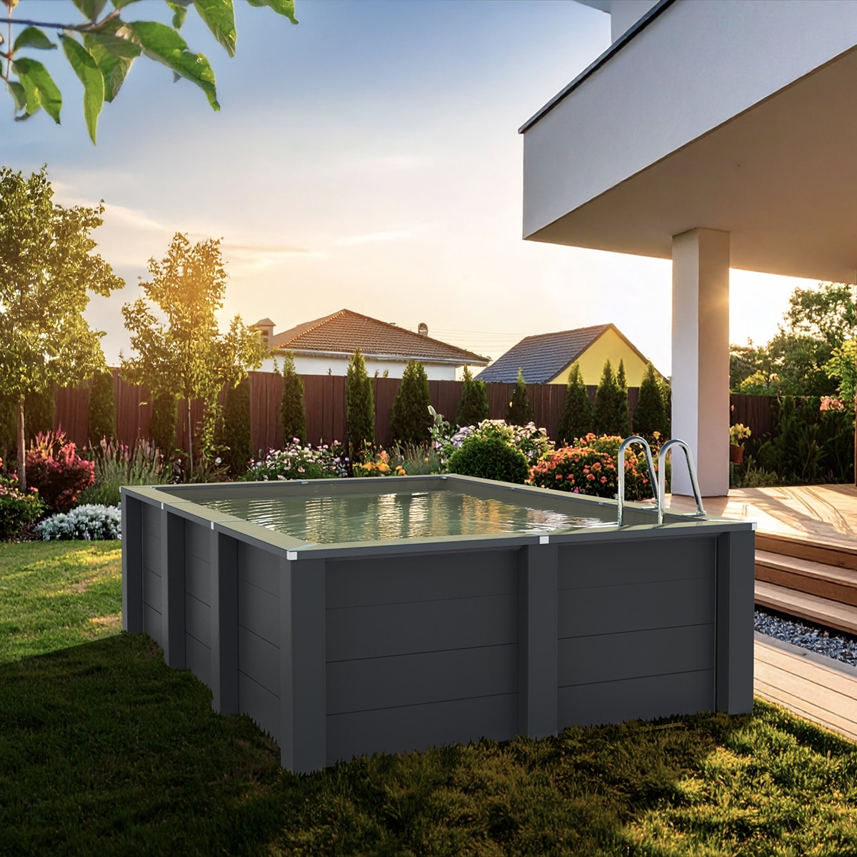 Piscina composite rectangular 466 cm x 326 x 124 cm Antracita-5