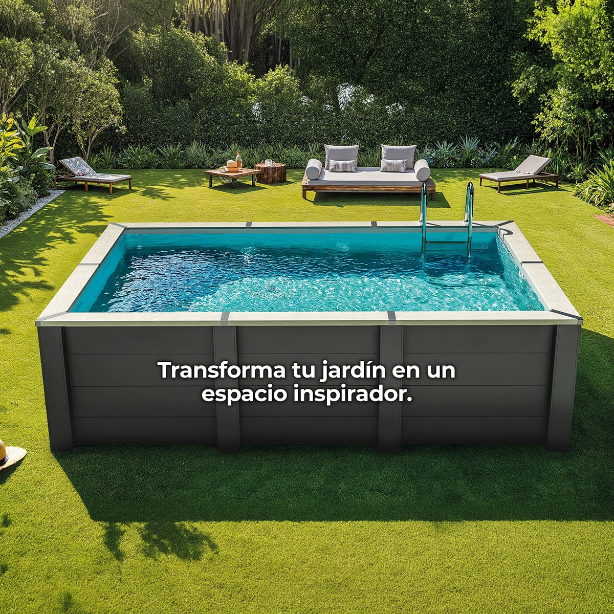 Piscina composite rectangular 466 cm x 326 x 124 cm Antracita-12