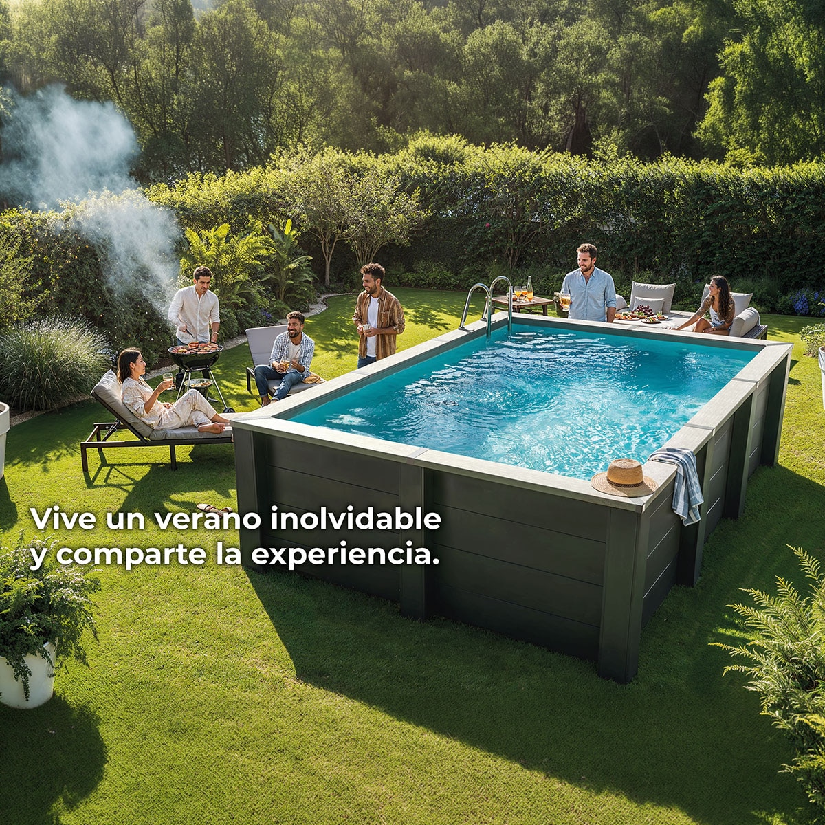 Piscina composite cuadrada 326 x 326 x 96 cm Antracita-7