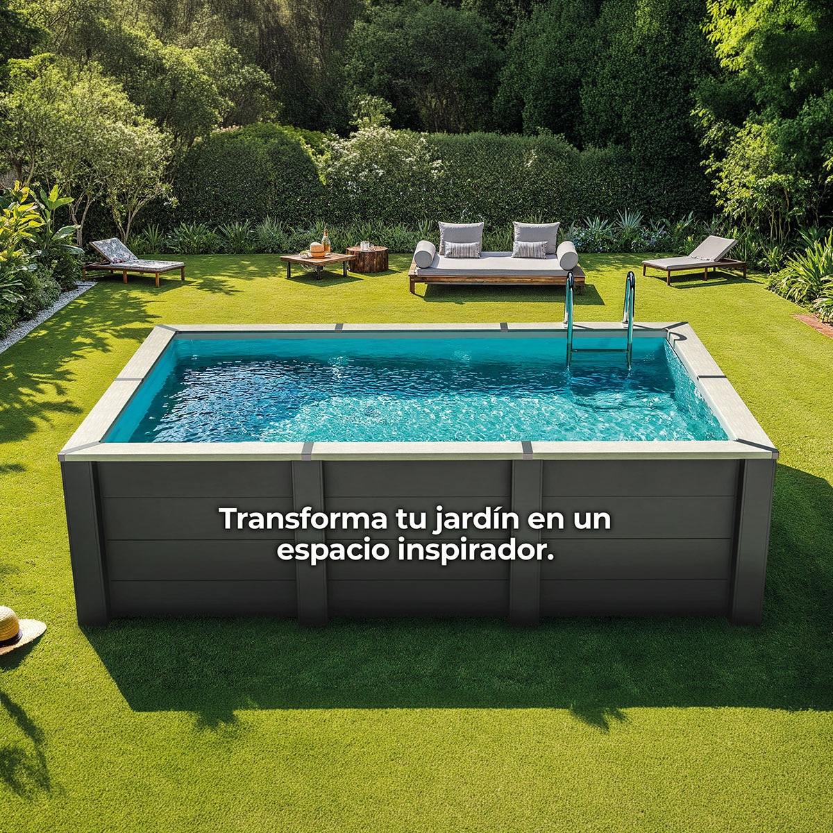 Piscina composite cuadrada 326 x 326 x 96 cm Antracita-10