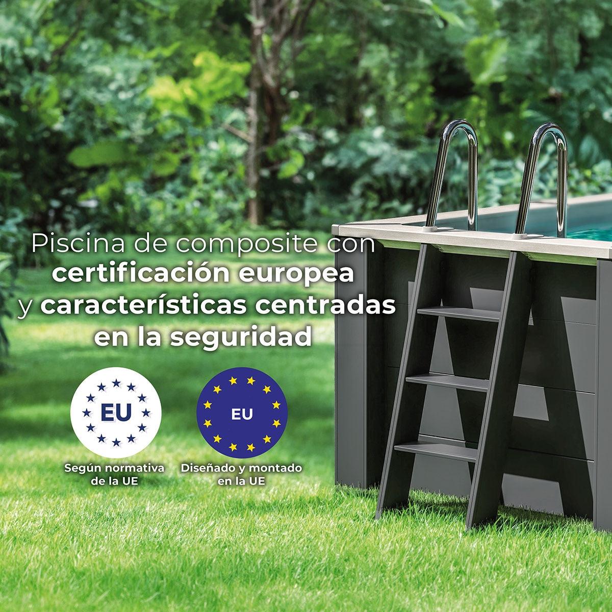 Piscina composite cuadrada 326 x 326 x 96 cm Antracita-11