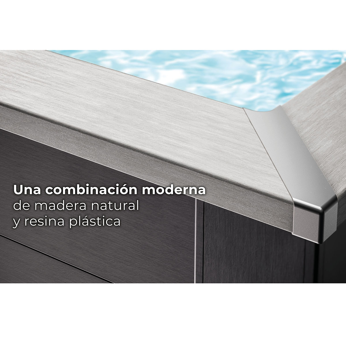 Piscina composite cuadrada 326 x 326 x 96 cm Antracita-13