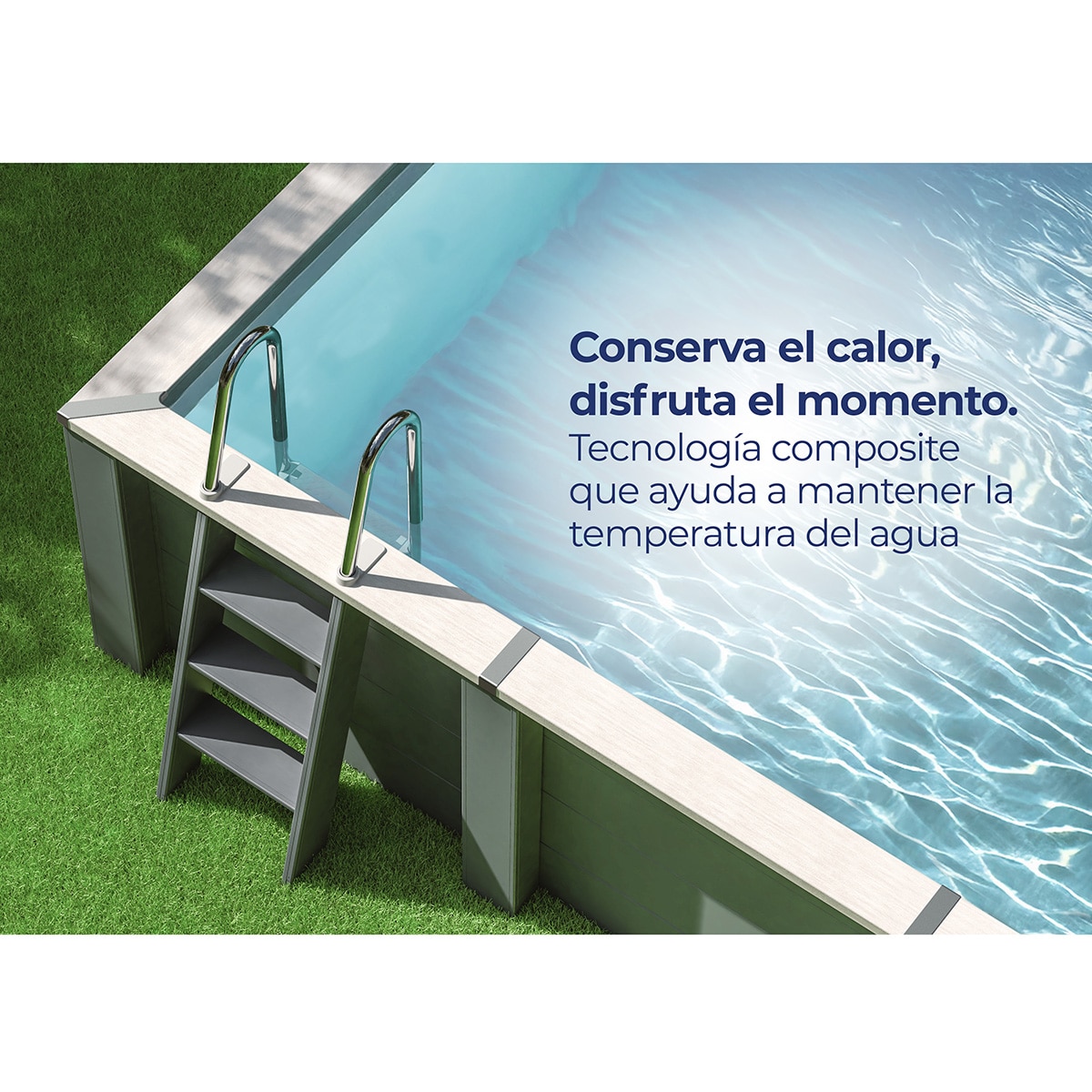 Piscina composite cuadrada 326 x 326 x 96 cm Antracita-14
