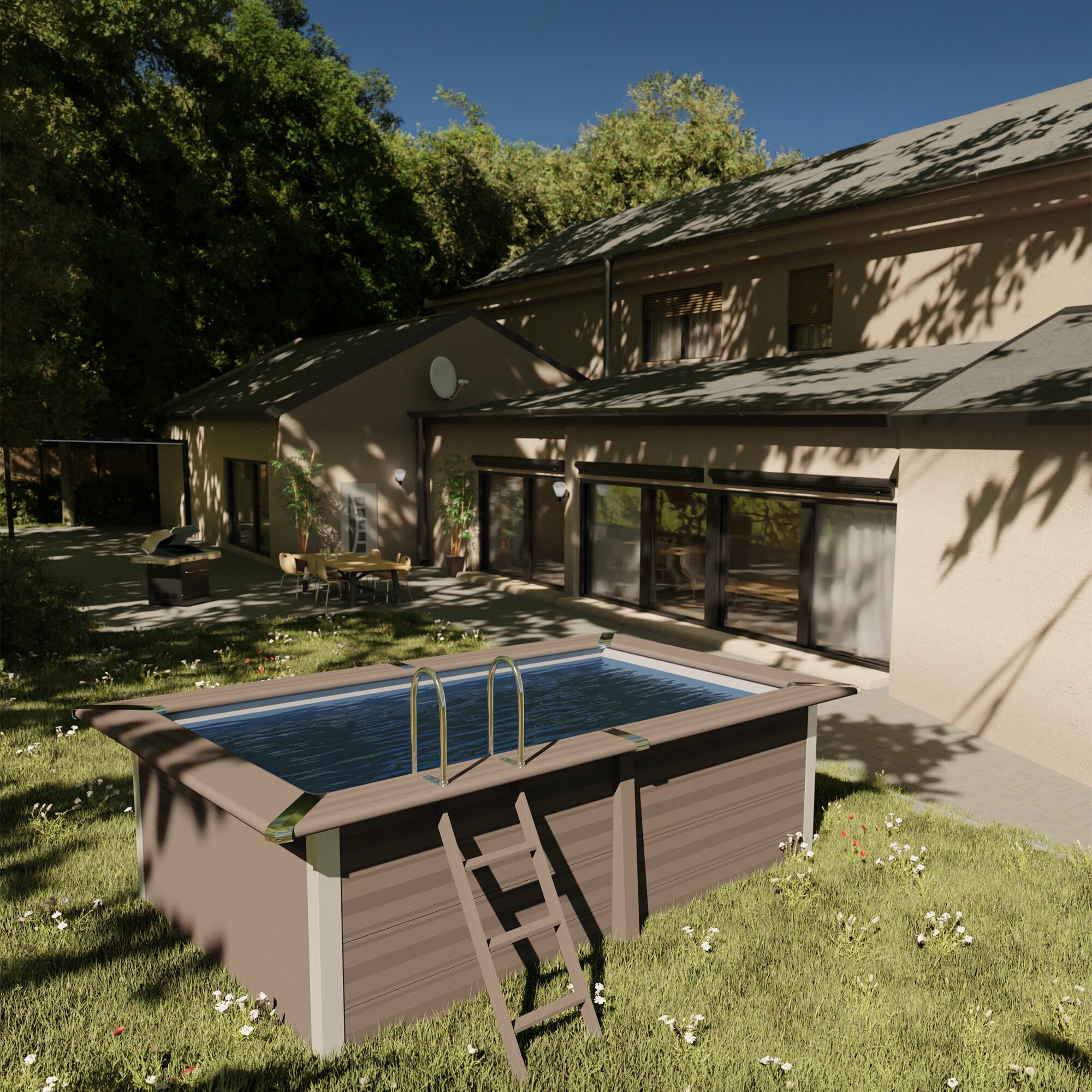 Piscina composite cuadrada 326 x 186 x 96 cm alto Antracita-12