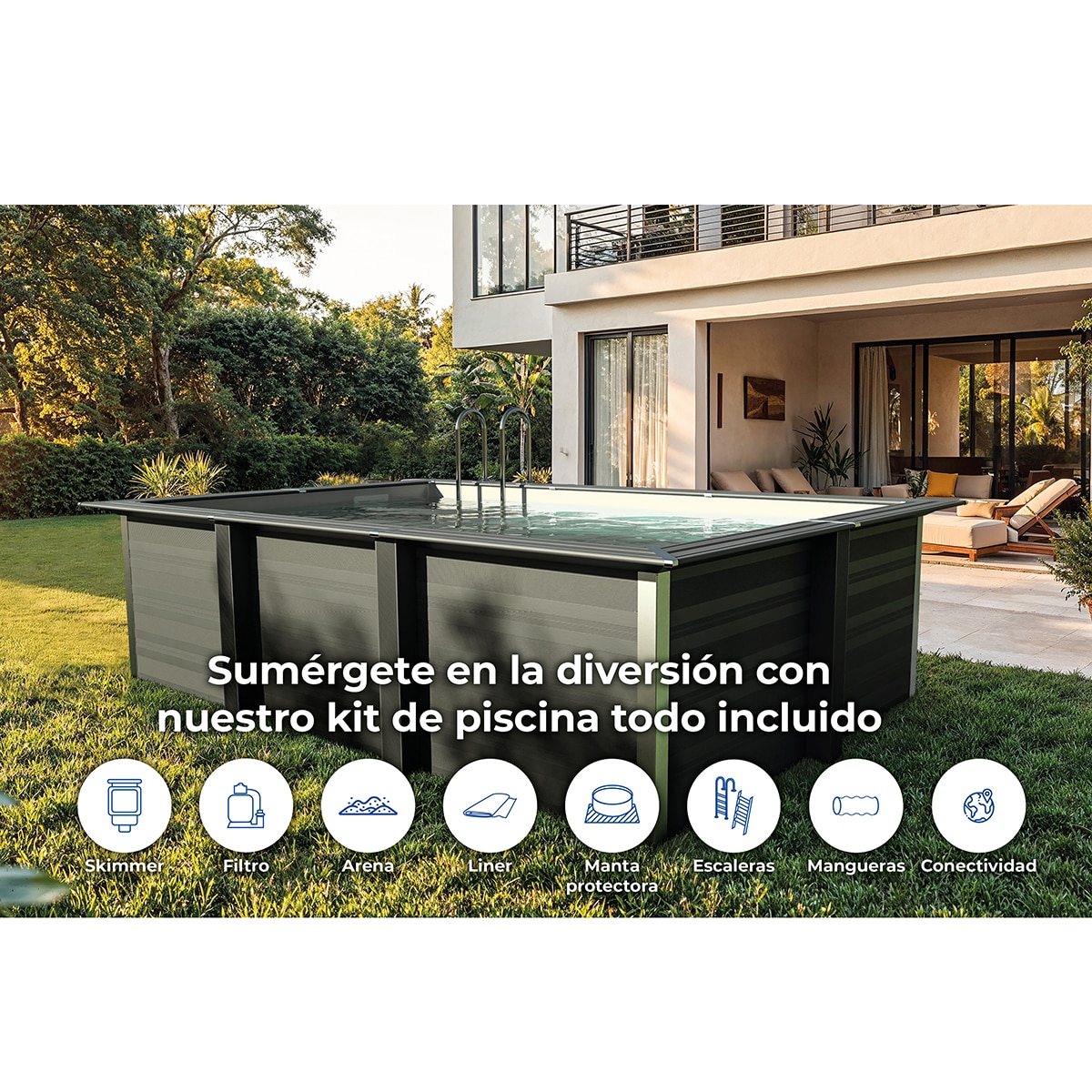 Piscina composite cuadrada 326 x 186 x 96 cm alto Antracita-14