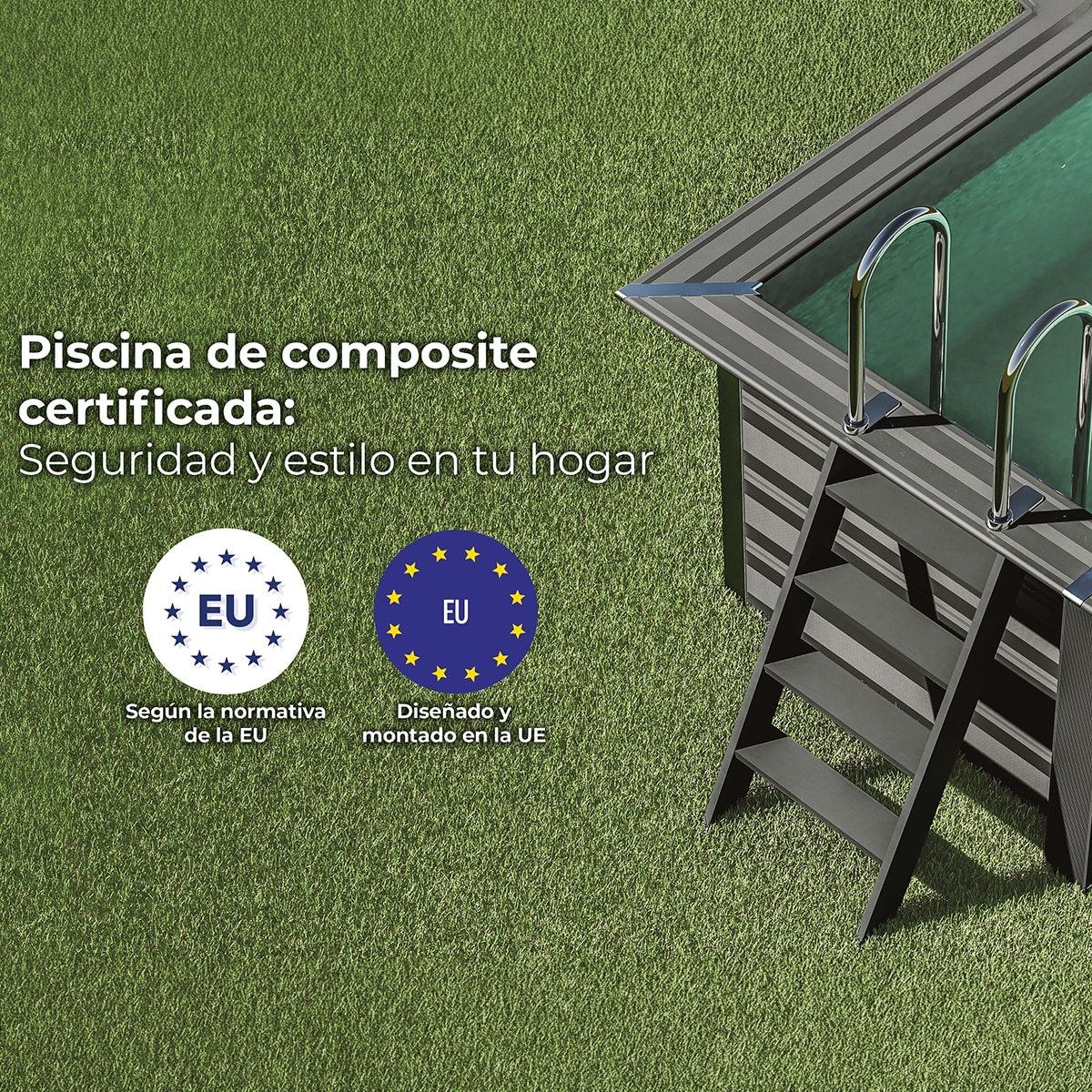 Piscina composite cuadrada 326 x 186 x 96 cm alto Antracita-15