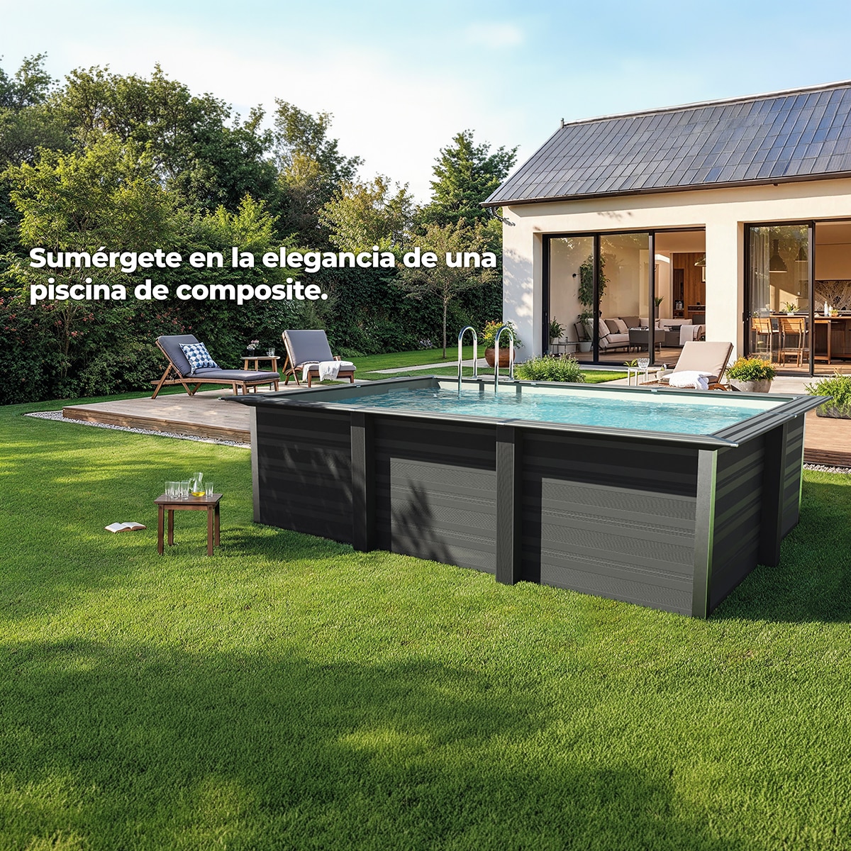 Piscina composite cuadrada 326 x 186 x 96 cm alto Antracita-16
