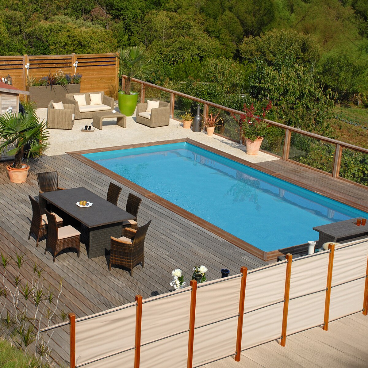 Piscina madera rectangular 1018x427x146cm Marrón-9