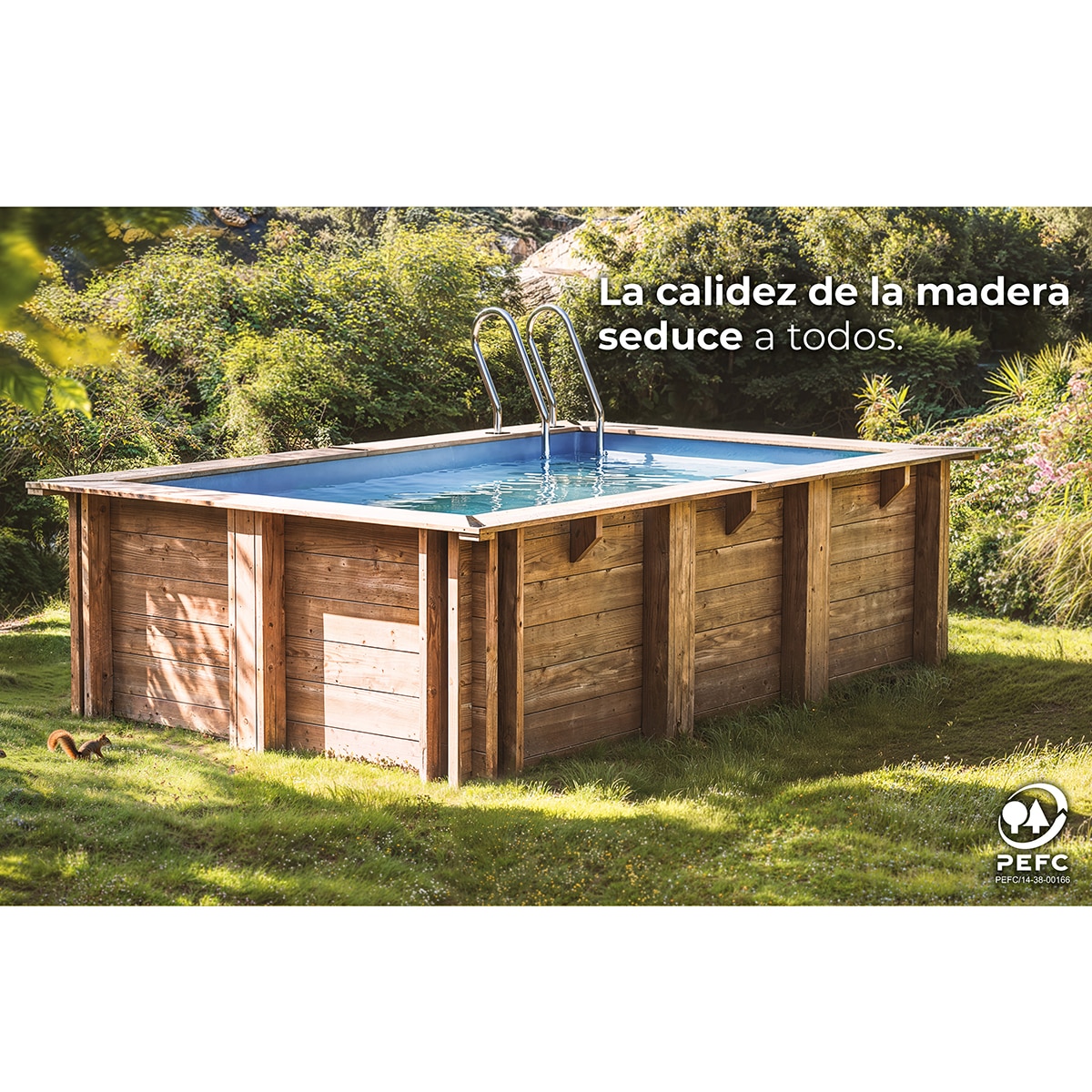 Piscina madera rectangular 1018x427x146cm Marrón-11