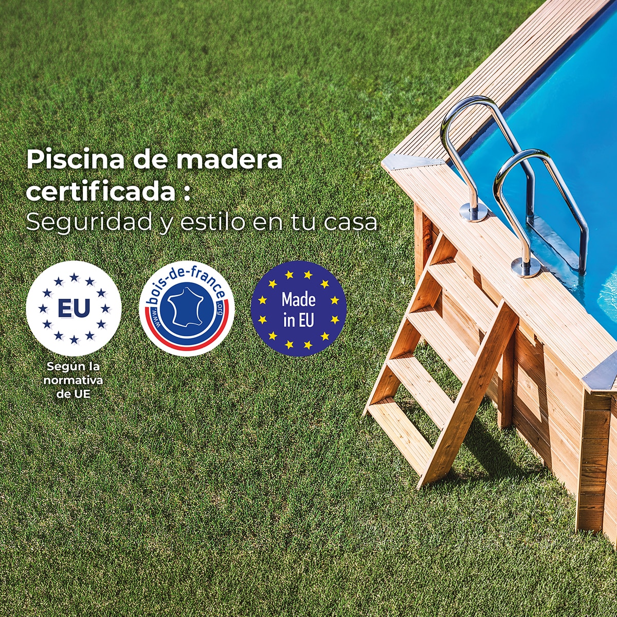 Piscina madera rectangular 1018x427x146cm Marrón-13
