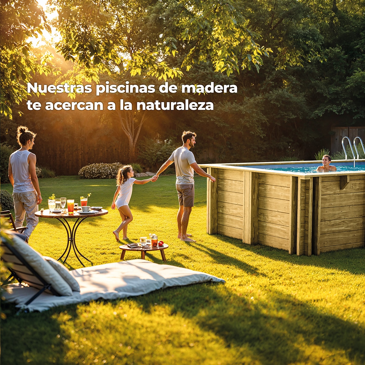 Piscina madera rectangular 1018x427x146cm Marrón-18
