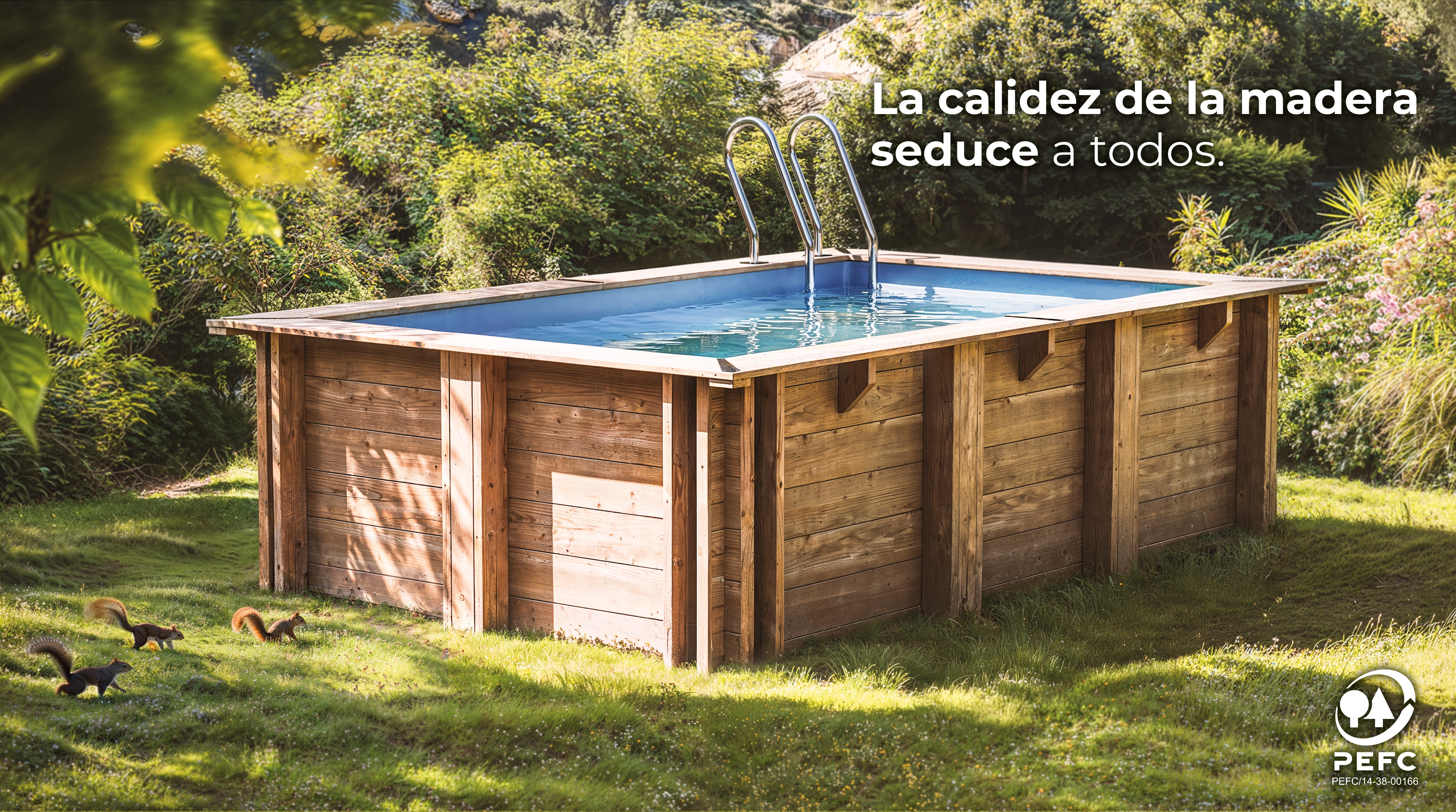Piscina madera rectangular 815x421x146cm Marrón-8