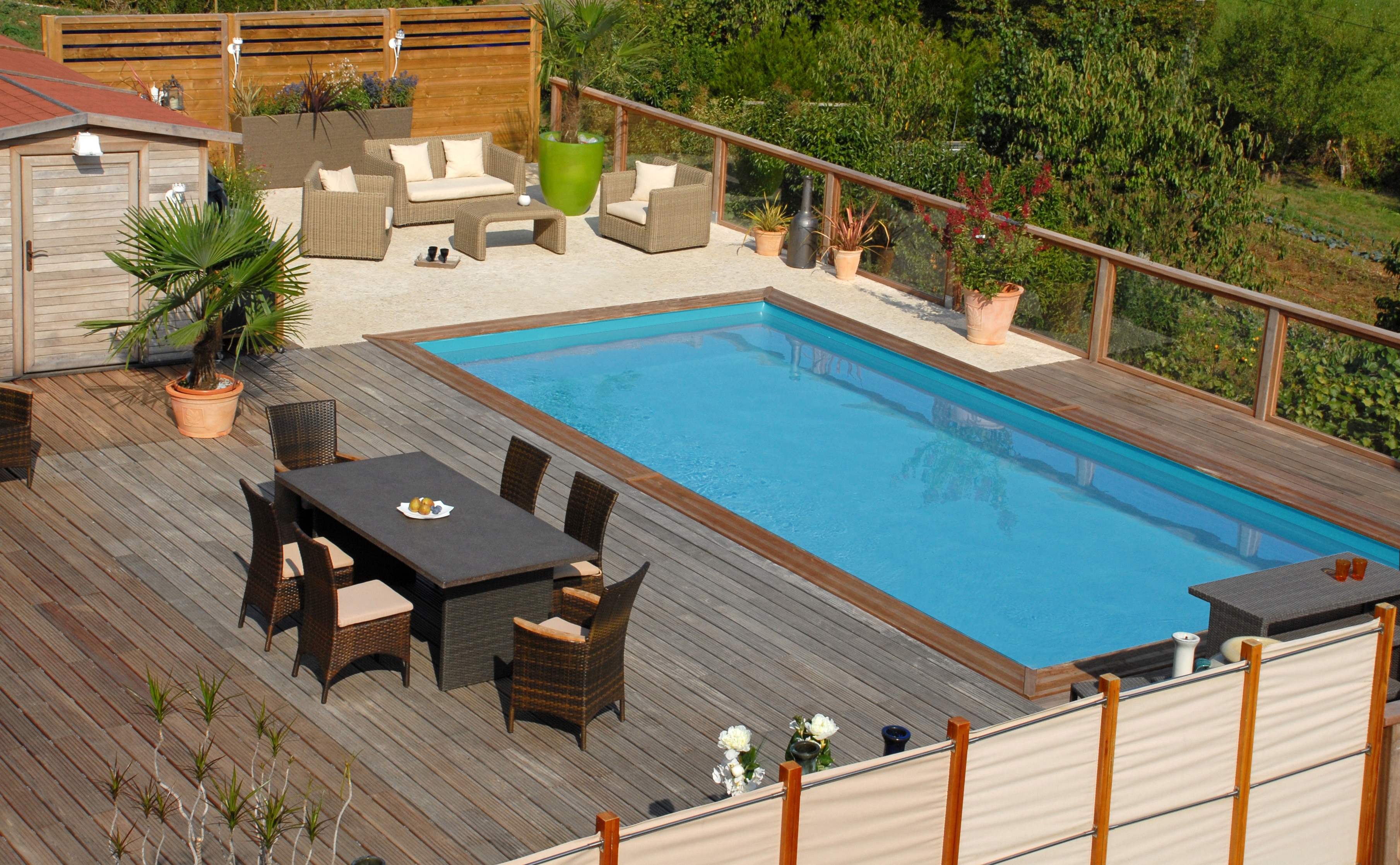 Piscina madera rectangular 815x421x146cm Marrón-9