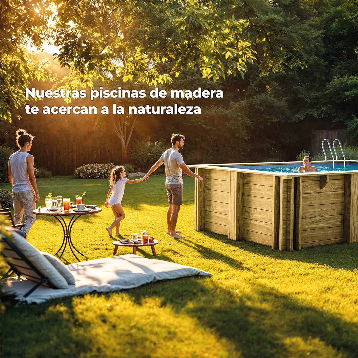 Piscina madera rectangular 815x421x146cm Marrón-18