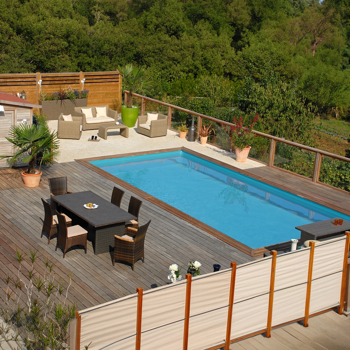 Piscina madera rectangular  620x420x133cm Marrón-9