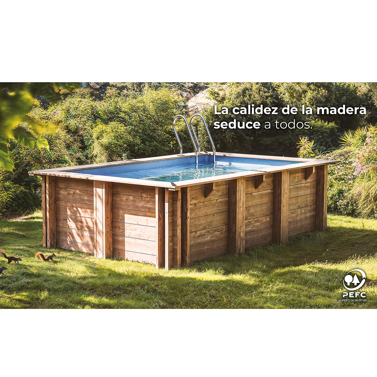 Piscina madera rectangular  620x420x133cm Marrón-13