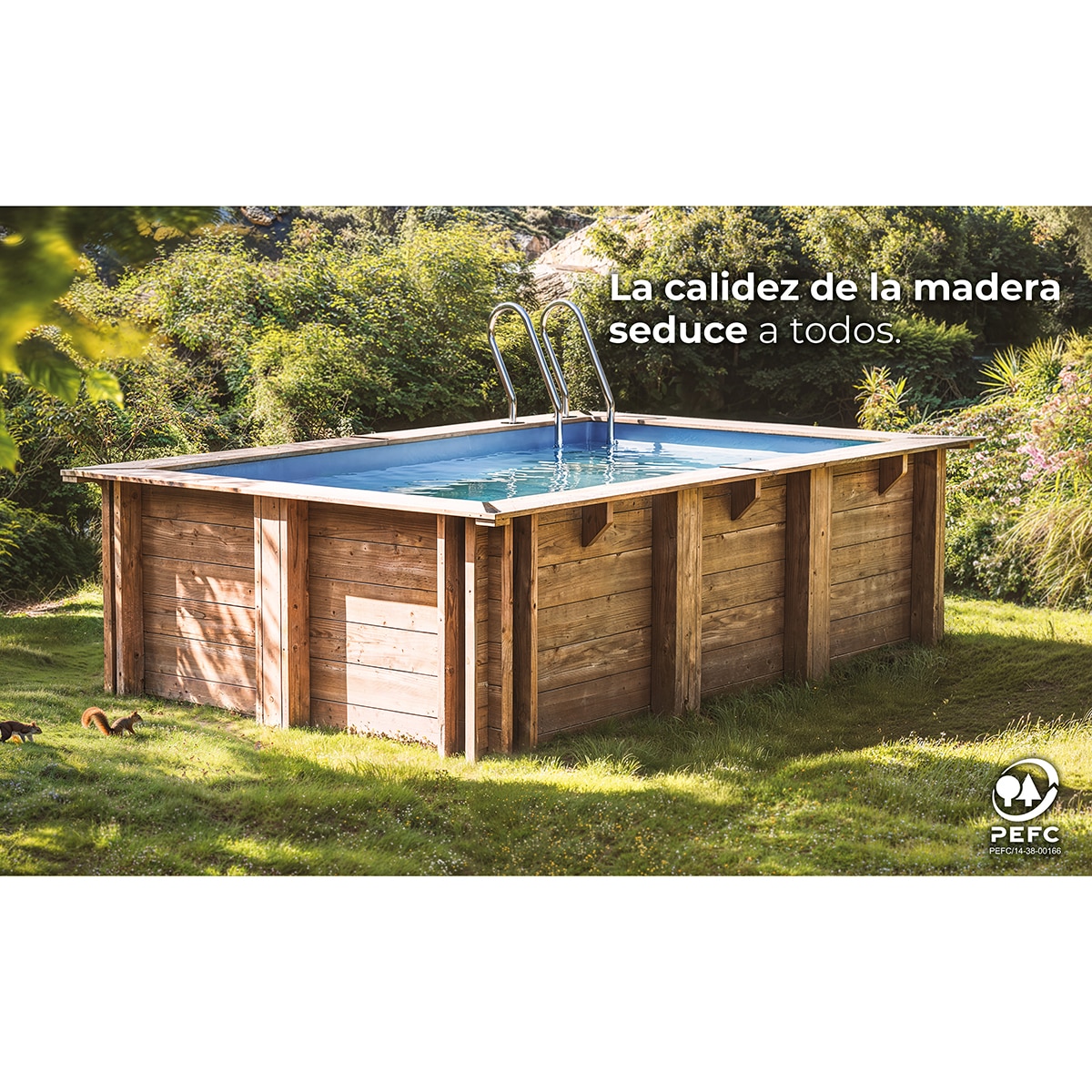 Piscina madera rectangular 420x270x117cm Marrón-11