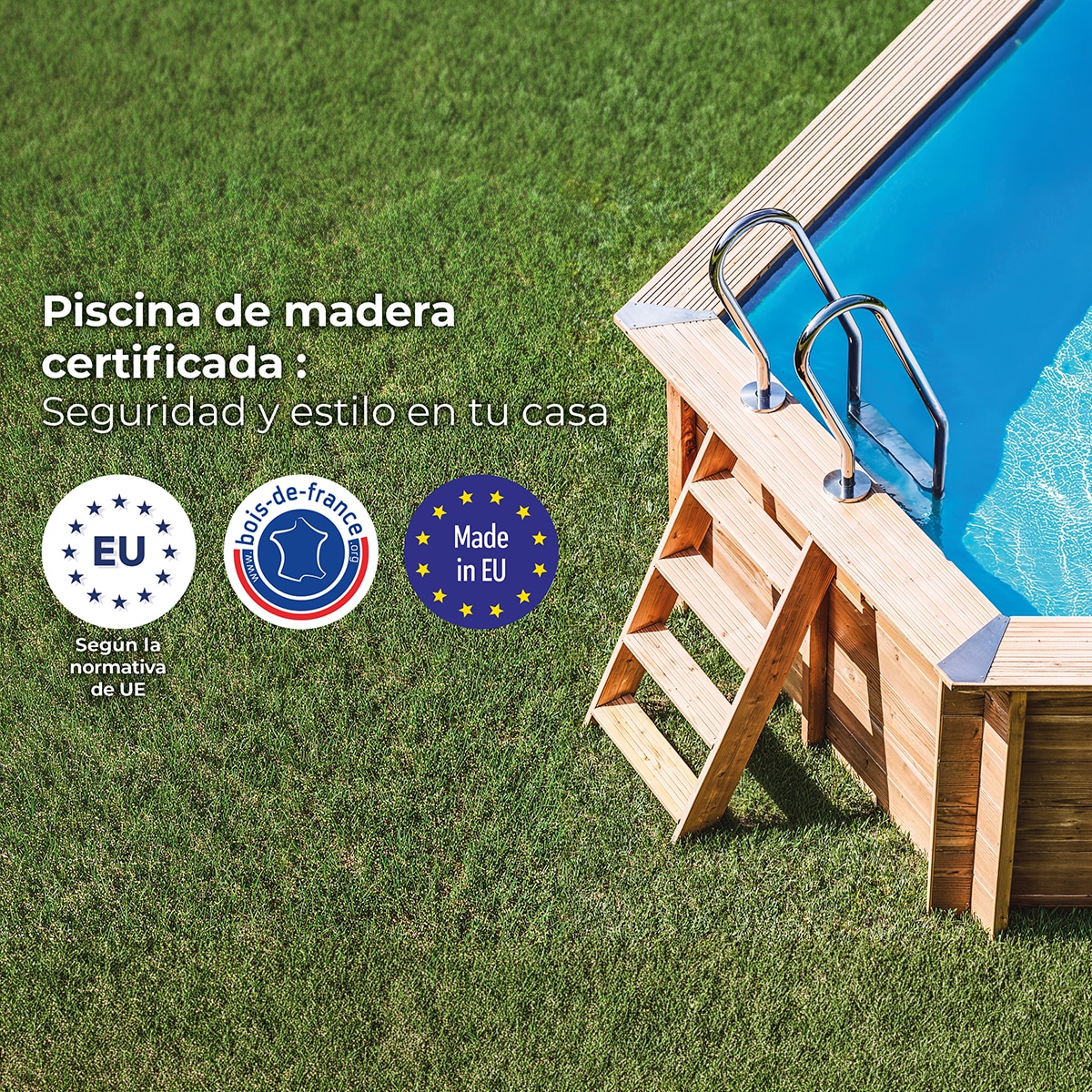 Piscina madera rectangular 420x270x117cm Marrón-15