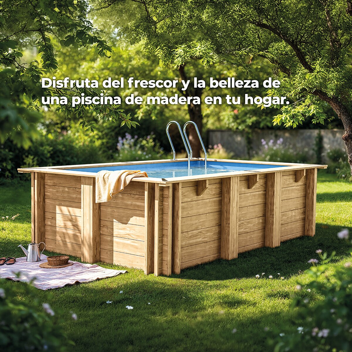 Piscina madera rectangular 420x270x117cm Marrón-18