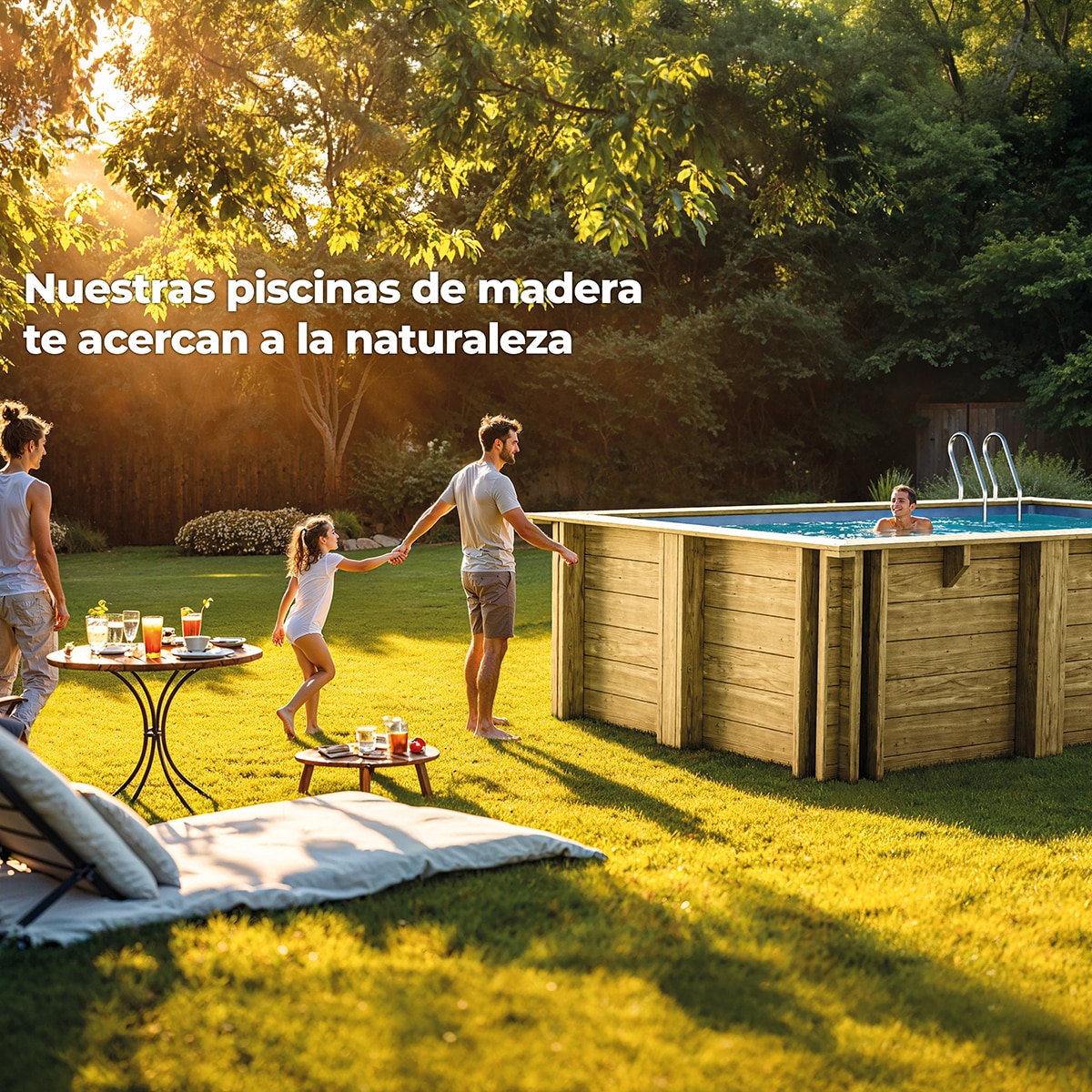 Piscina madera rectangular 420x270x117cm Marrón-19