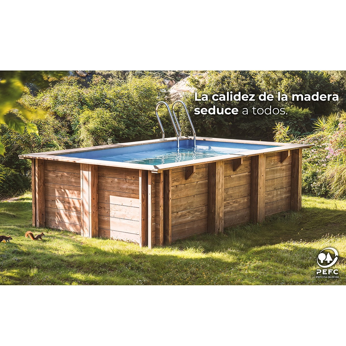 Piscina madera rectangular 520x320x133cm Marrón-9