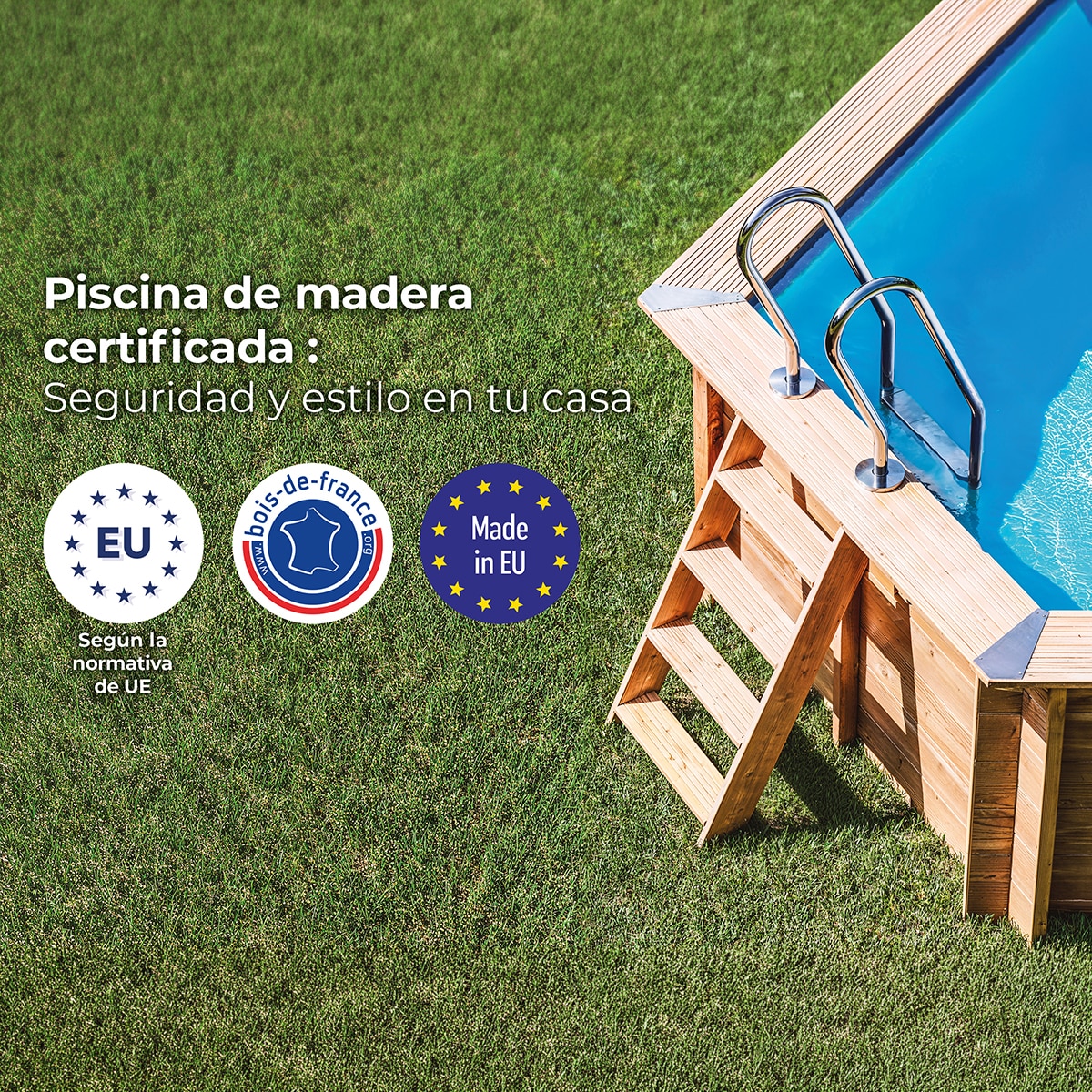 Piscina madera rectangular 520x320x133cm Marrón-12