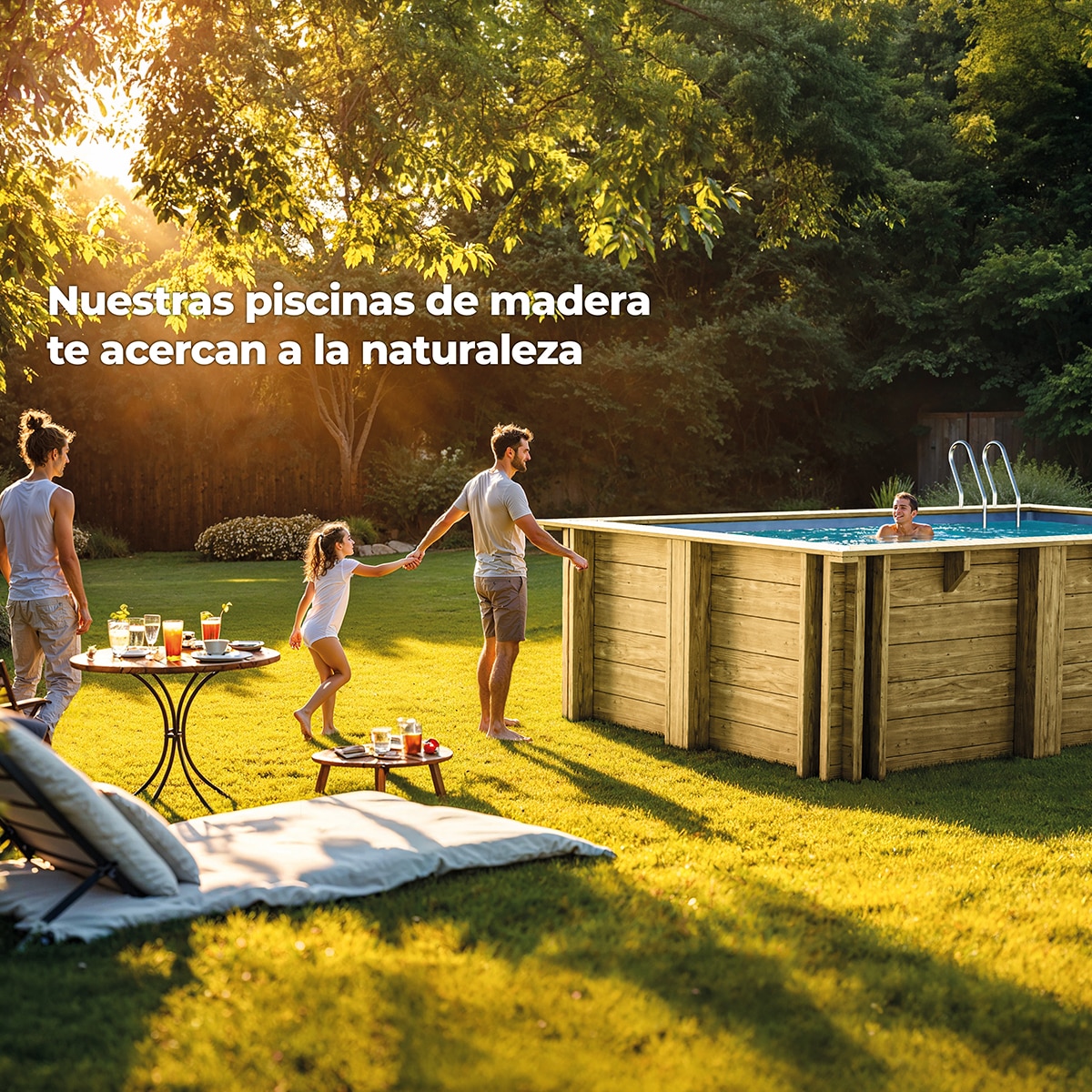 Piscina madera rectangular 520x320x133cm Marrón-18