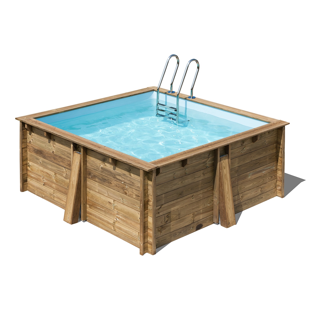 Piscina madera cuadrada 305x305x119cm Marrón-2