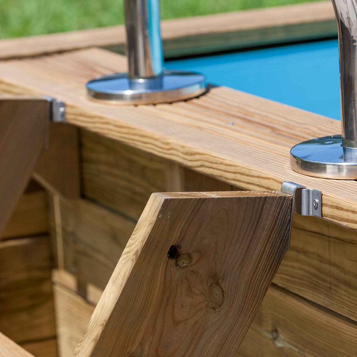 Piscina madera cuadrada 305x305x119cm Marrón-4