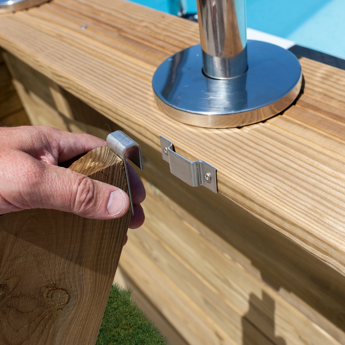 Piscina madera cuadrada 305x305x119cm Marrón-5