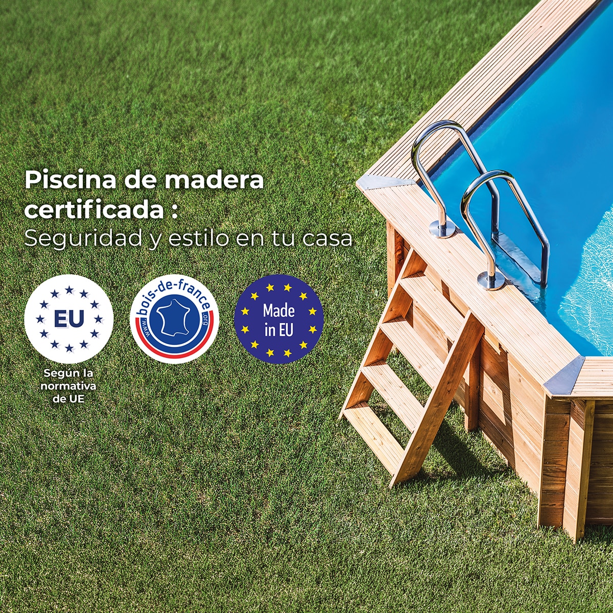 Piscina madera cuadrada 305x305x119cm Marrón-13