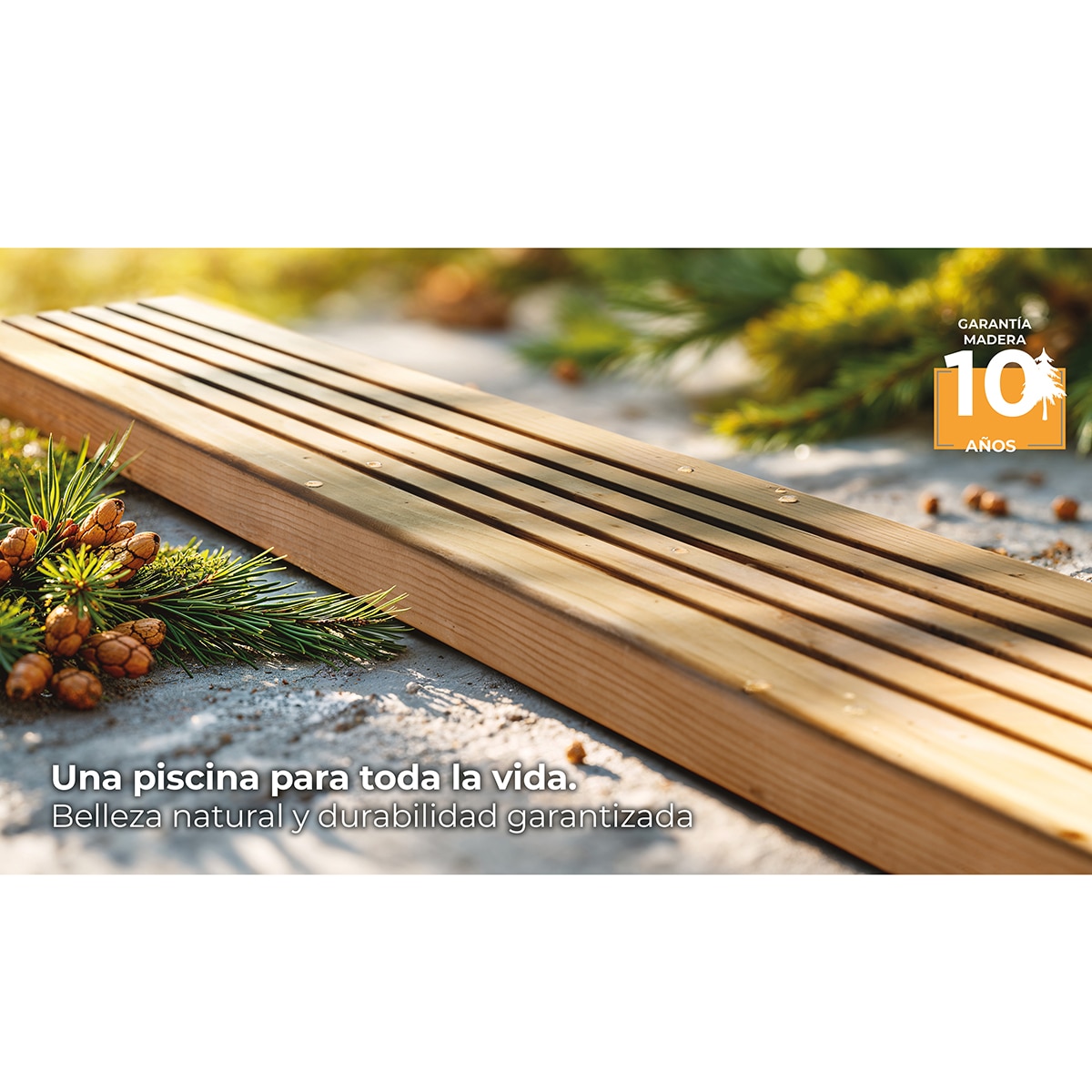 Piscina madera cuadrada 305x305x119cm Marrón-14