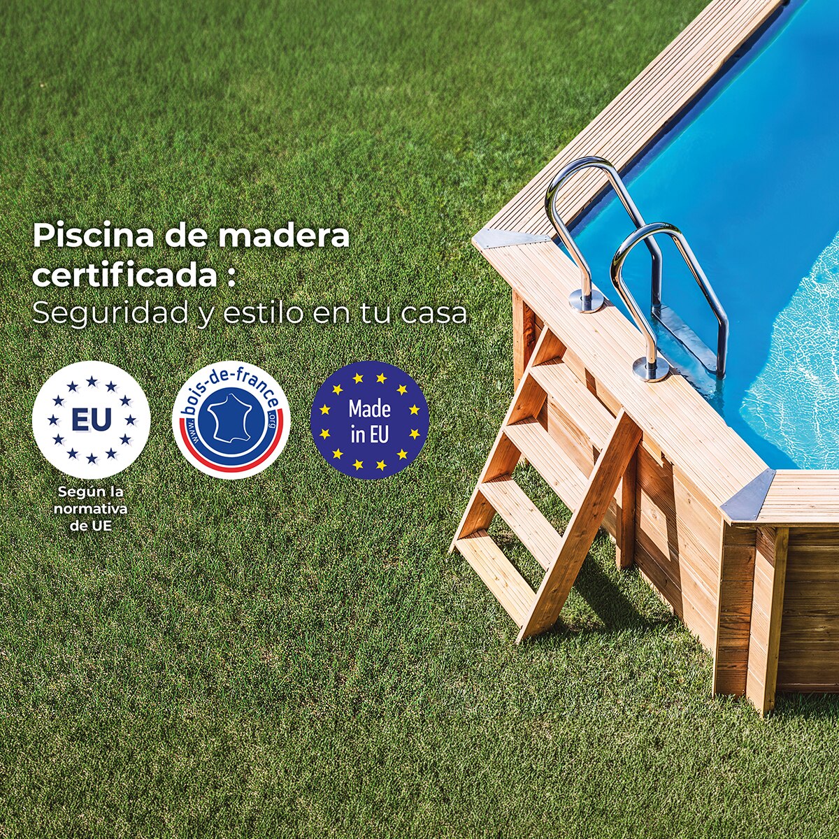 Piscina madera rectangular  375x200x68cm Marrón-12